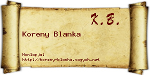 Koreny Blanka névjegykártya